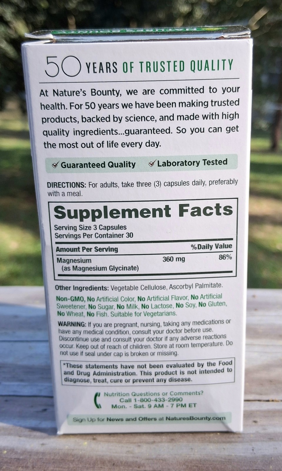 Natures Bounty Magnesium Glycinate 360 MG – Exp 06/28