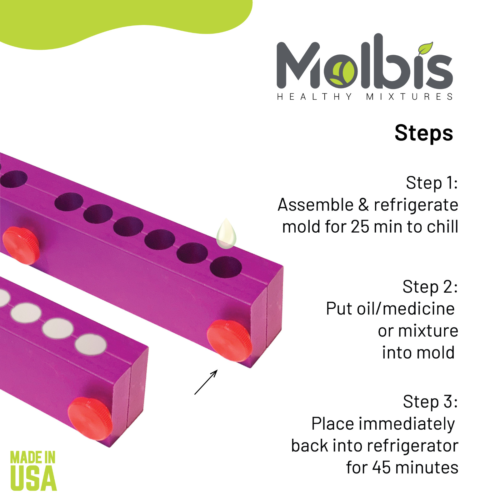 Suppository Mold – 12 Suppositories per unit – Anodized Aluminum