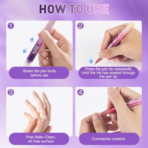 Nail Art Pens,DIY Nail Art Markers 24 Color Drawing Painting Pen,Waterproof