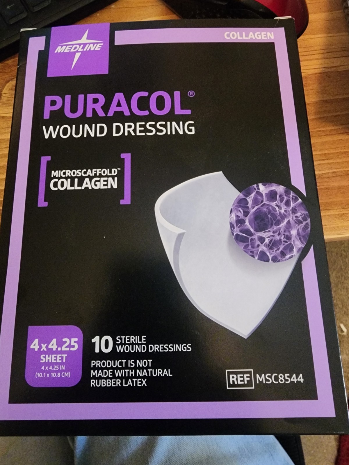 Medline Puracol Collagen Wound Dressing Sterile Latex-Free 4×4.25 10ct MSC8544