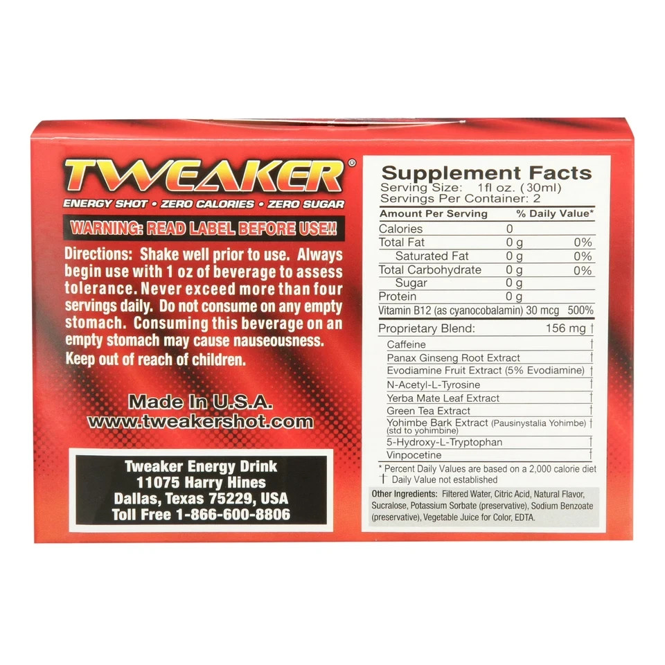 Tweaker Energy Shot, Pomegranate, 2 fl oz, 12 Count FREE SHIPPING