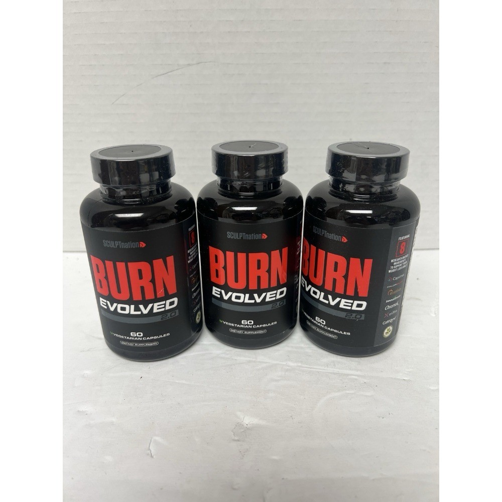 3 Pack Sculpt Nation Burn Evolved 2.0 Fat Loss Supplement, 180 Capsules
