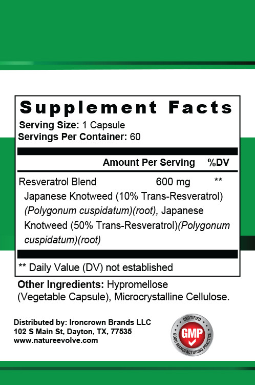 Nature Evolve Premium Resveratrol Blend 600mg Antioxidant Support Made In USA