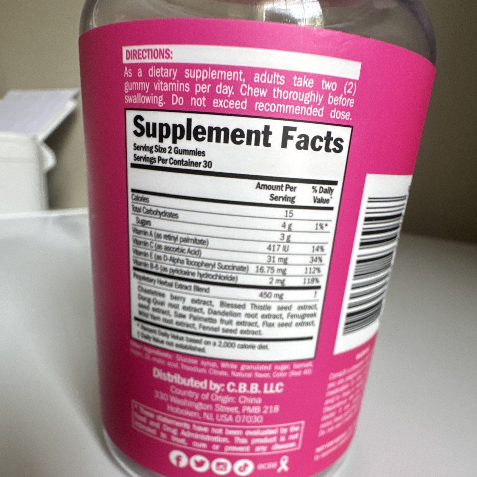CBB Women’s 13-in-1 Women’s Health Gummies Extra Strength Berry 60 Count