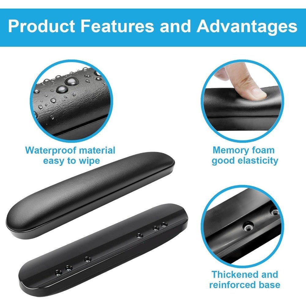 Wheelchair Armrest Pads Premium Replacement Arm Pads Cushions Black Pair