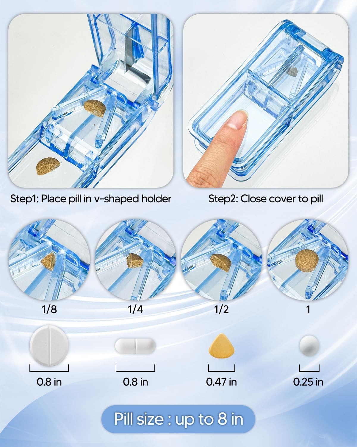 Weekly Pill Organizer 3x Daily, Portable Medicine Box with Pill Cutter & Sticker