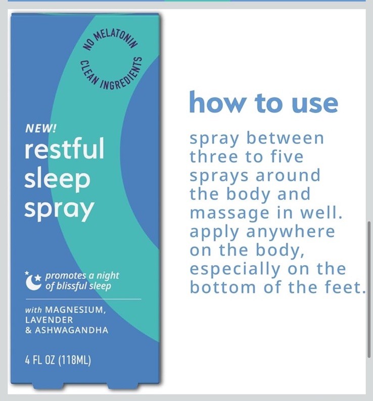 Restful Sleep Spray: Magnesium, Lavender Ashwagandha Promotes Blissful Sleep