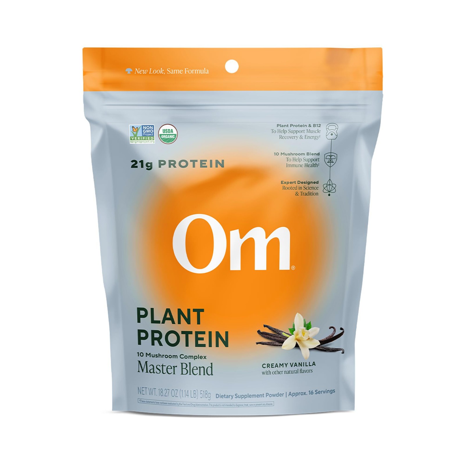 1/27 OM MUSHROOM SUPERFOOD Master Blend Vegan Protein – Creamy Vanilla Plant Pro