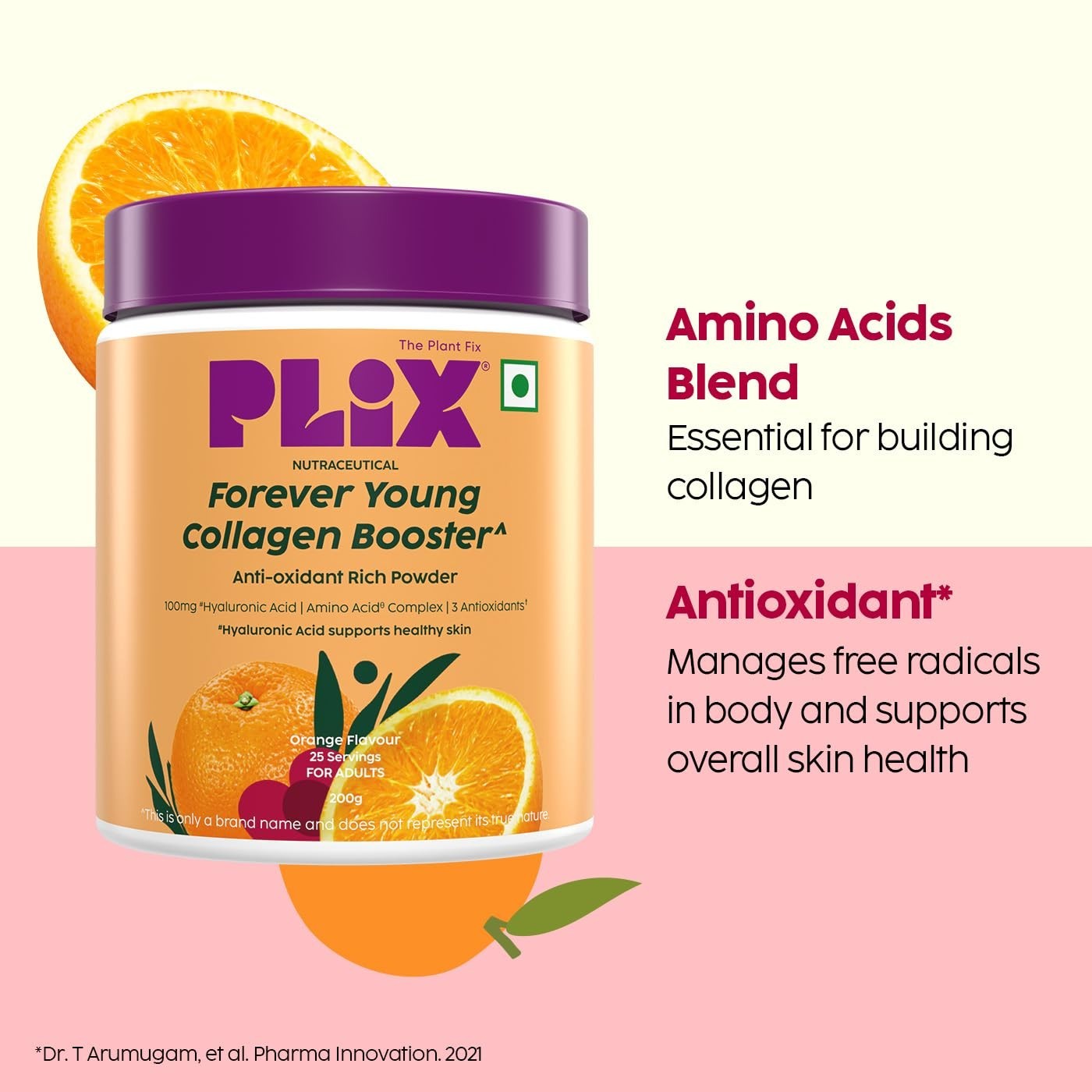 3 Pack P.LIX Plant Fix Collagen Booster Powder Orange 200g