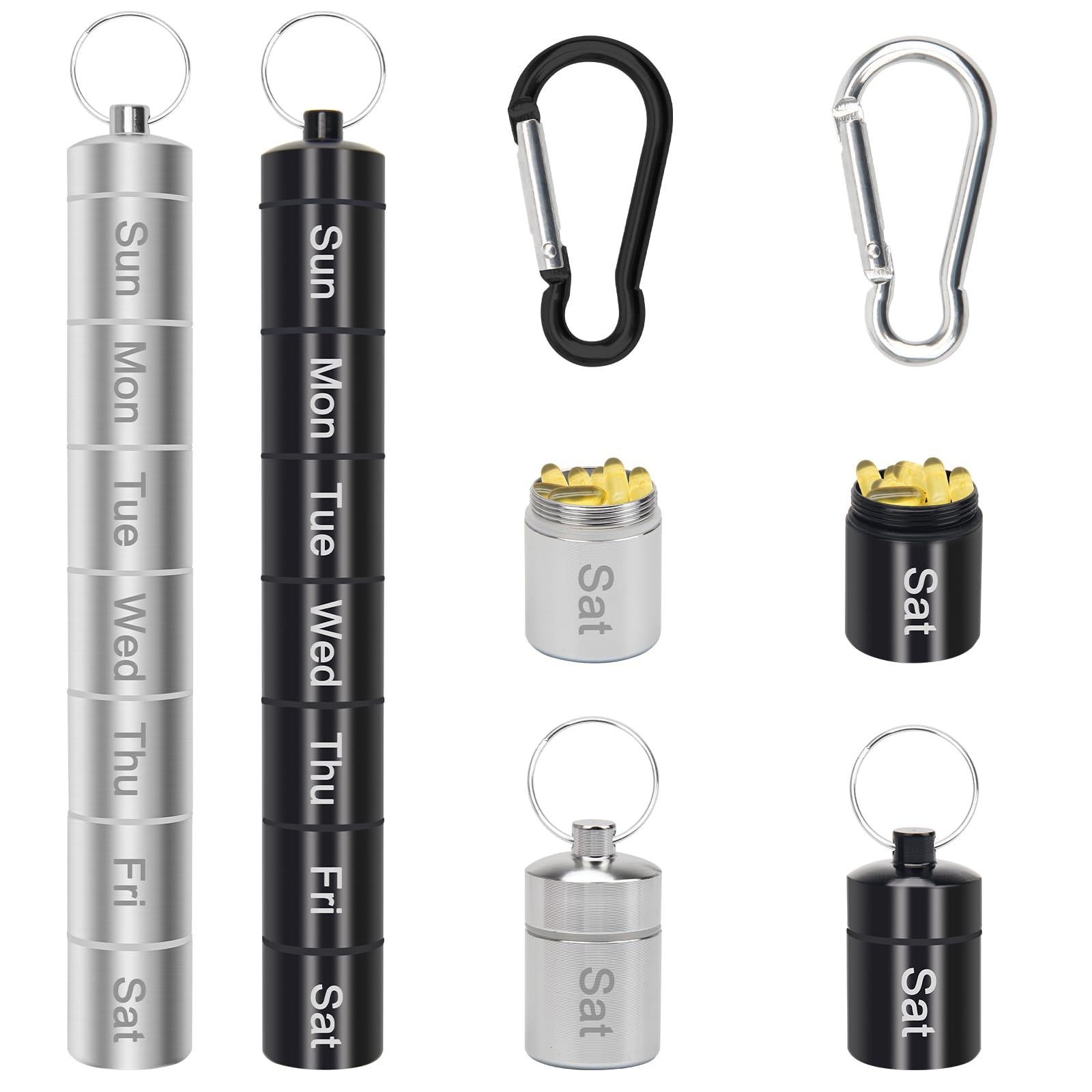 Compact Portable Pill Case Keychain – 2 Pack Waterproof Weekly Organizer for Tra