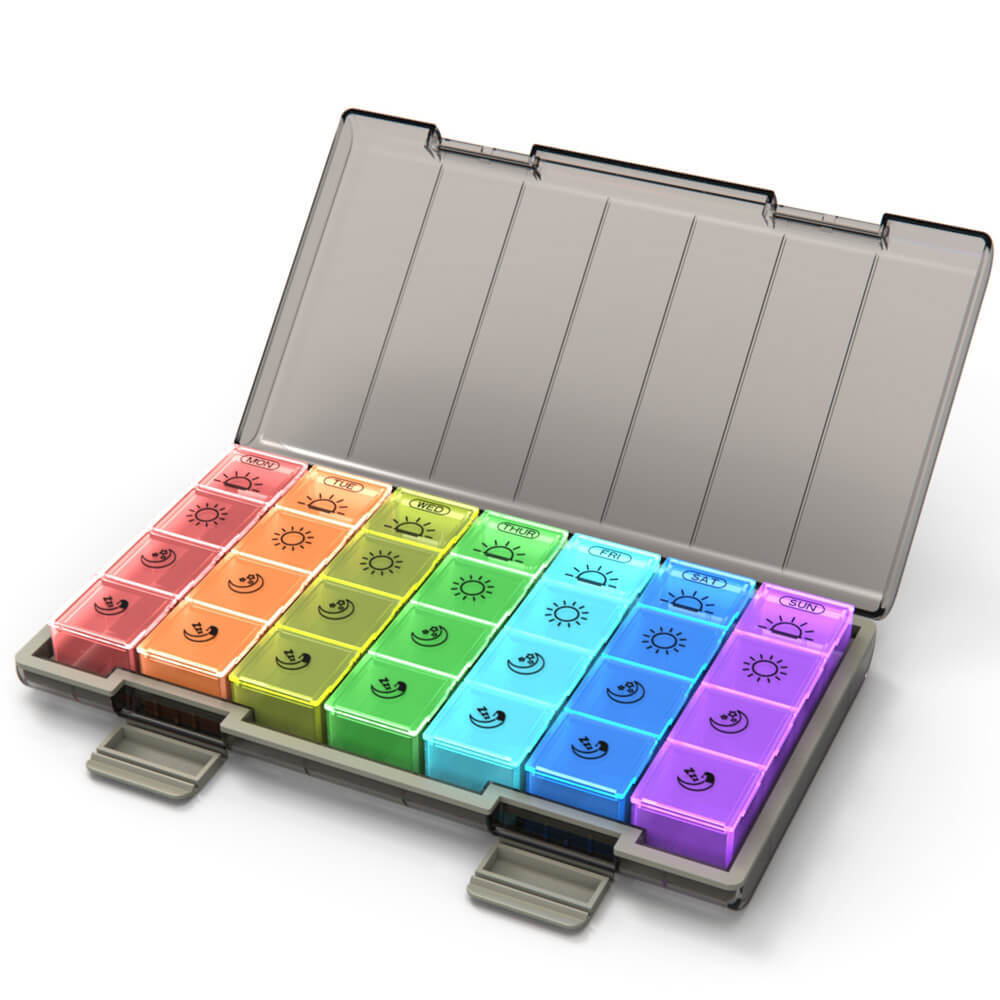 7 Day Pill Organiser Moisture-Proof Dust-Proof Large Weekly Pill Box for Fish US