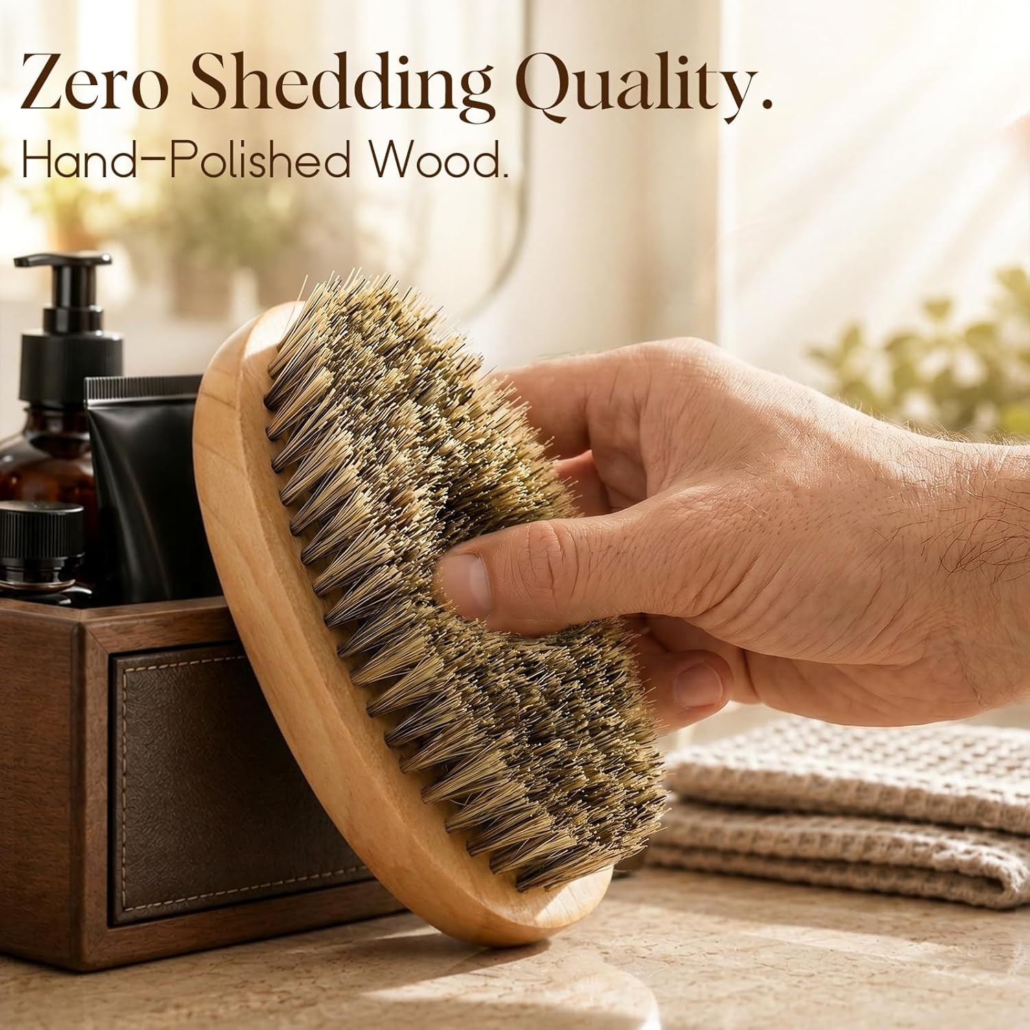 Beard Brush and Comb Set Natural Boar Bristle Grooming Kit for Men Dad Gift