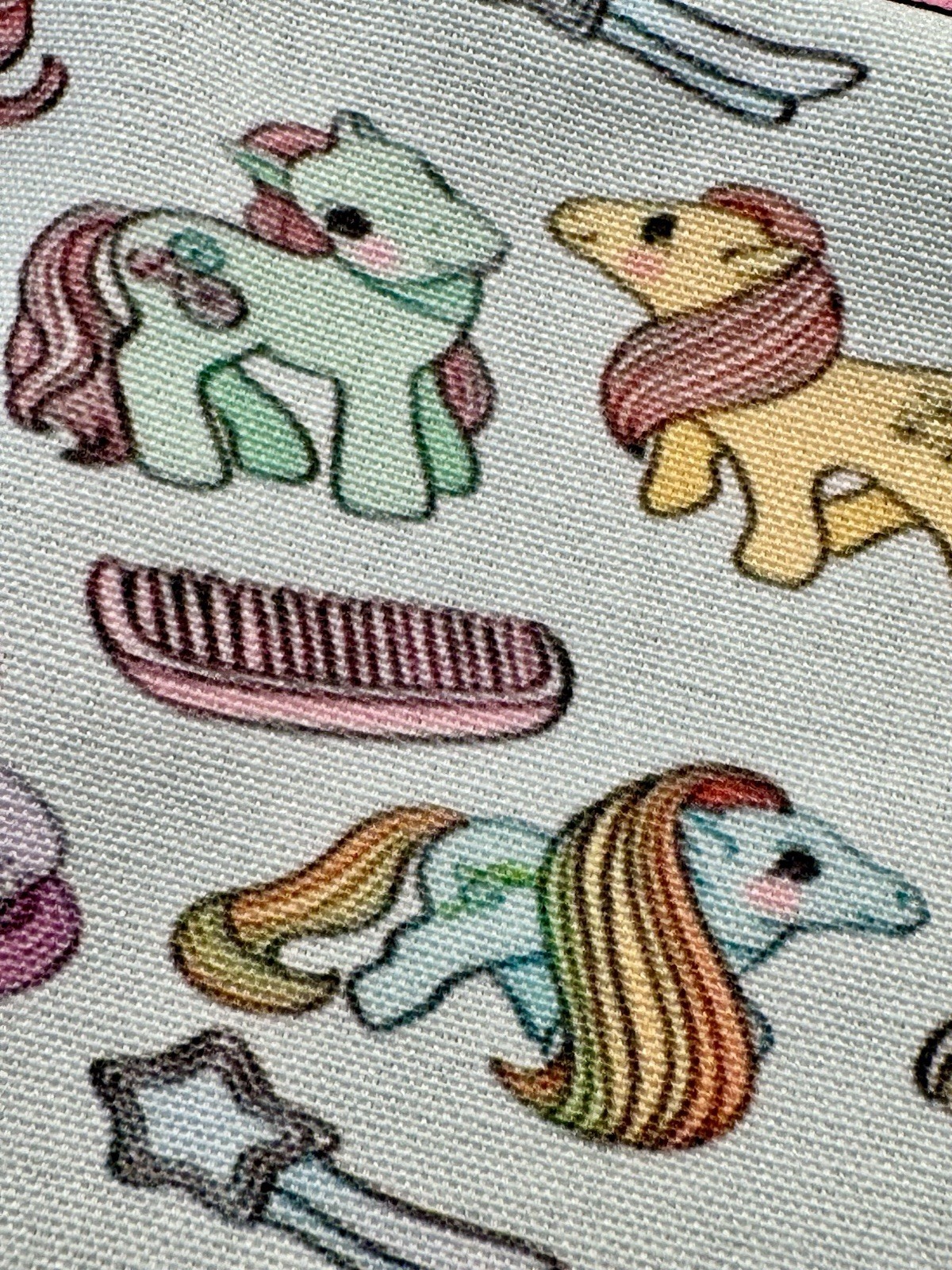 New Retro 80s Style My Little Pony Blue Makeup Tech Pencil Bag w/ Charm – 8.25”