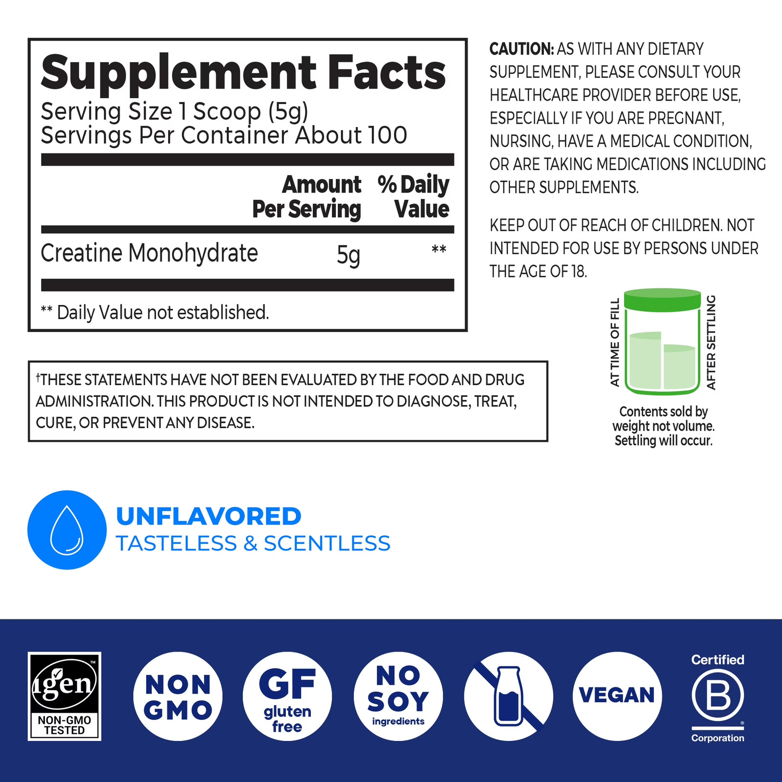 Orgain Creatine Monohydrate Micronized Powder Unflavored 17.64 oz