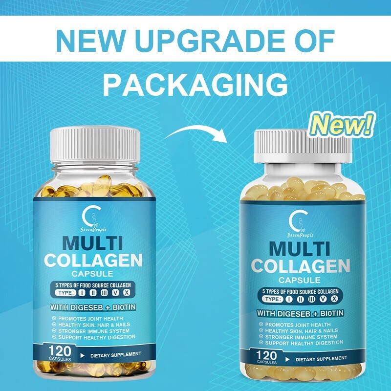 Collagen Peptides Types I, II, III, V, X 2000mg Pills Anti-Aging Skin Capsules