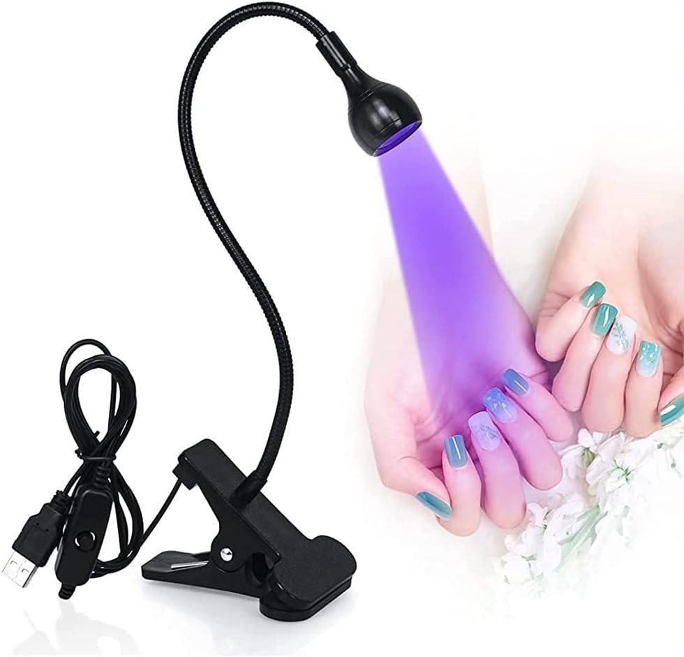 Mini UV Lamp for Gel Nails LED Nail Dryer 3W Flexible Gooseneck Clamp Resin Curi