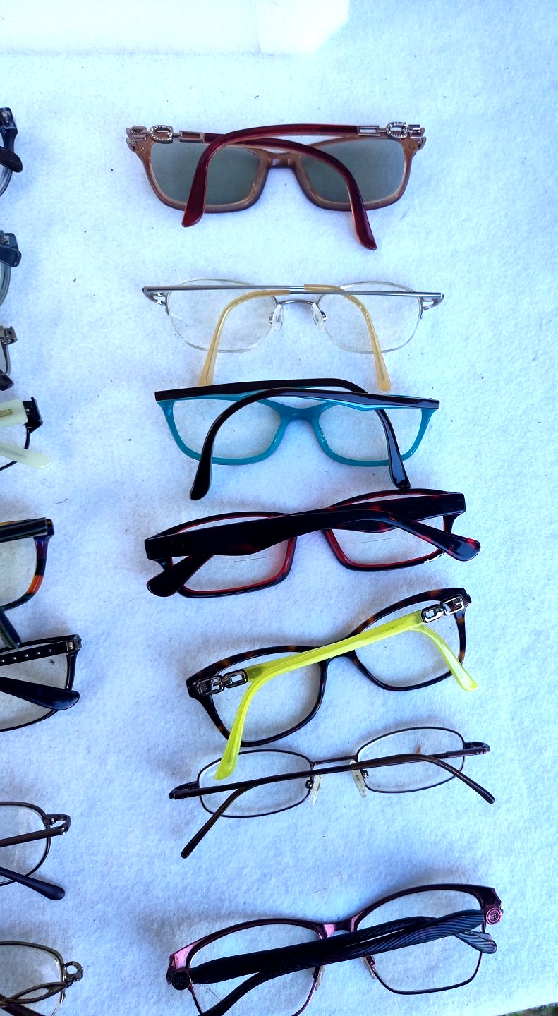 Lot of 34 Eyeglass Frames: Branded Vintage Modern Mens Women Eddie Bauer Saks