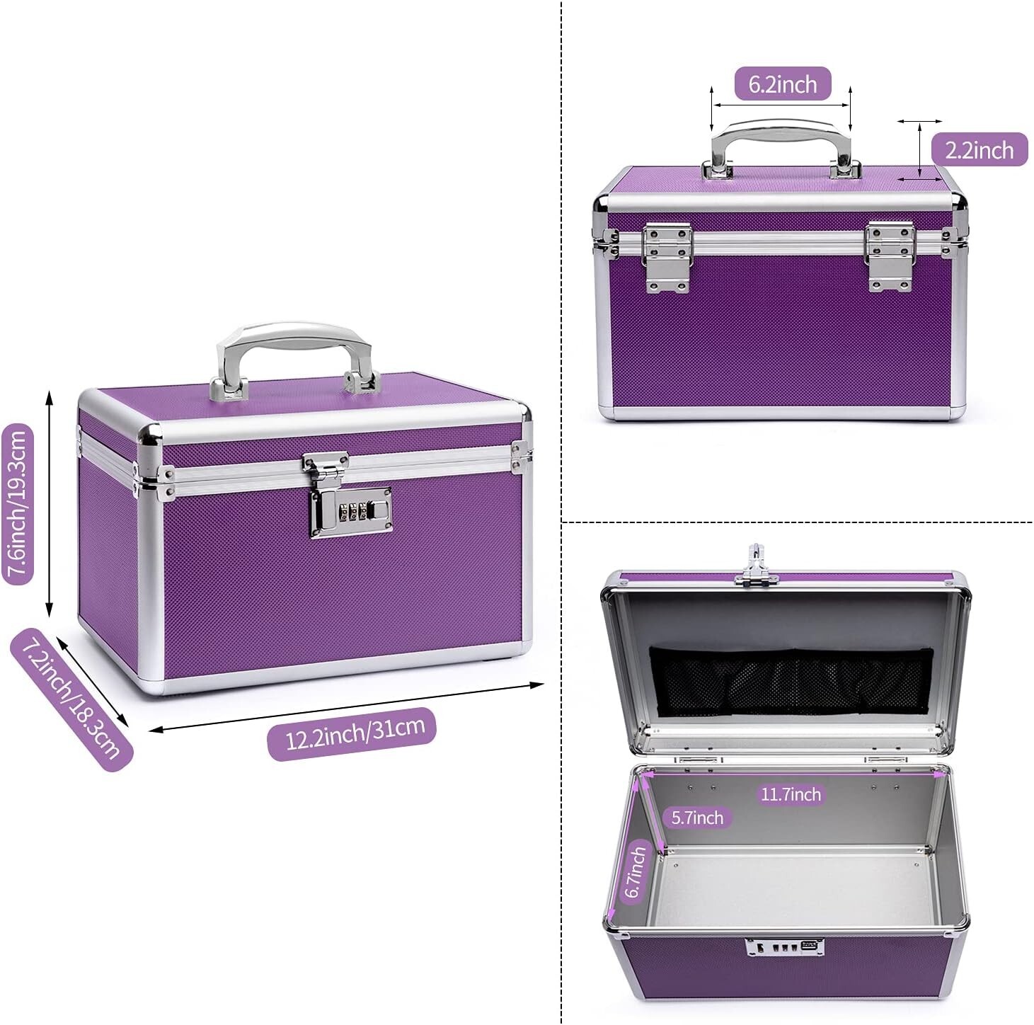 Combination Locking Medicine Box with Portable Storage Case，12.2»x 7.2»x 7….