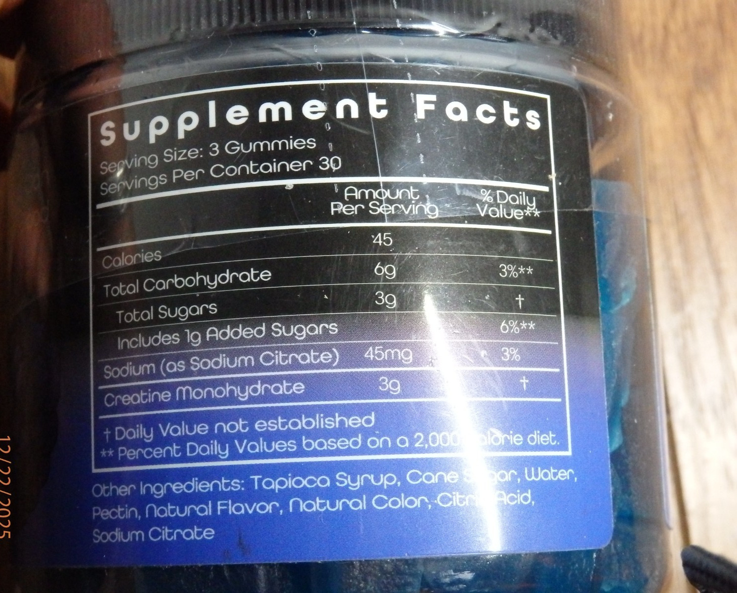 Tasty Gains Creatine Gummies 90ct Blue Raspberry Exp 2/2027