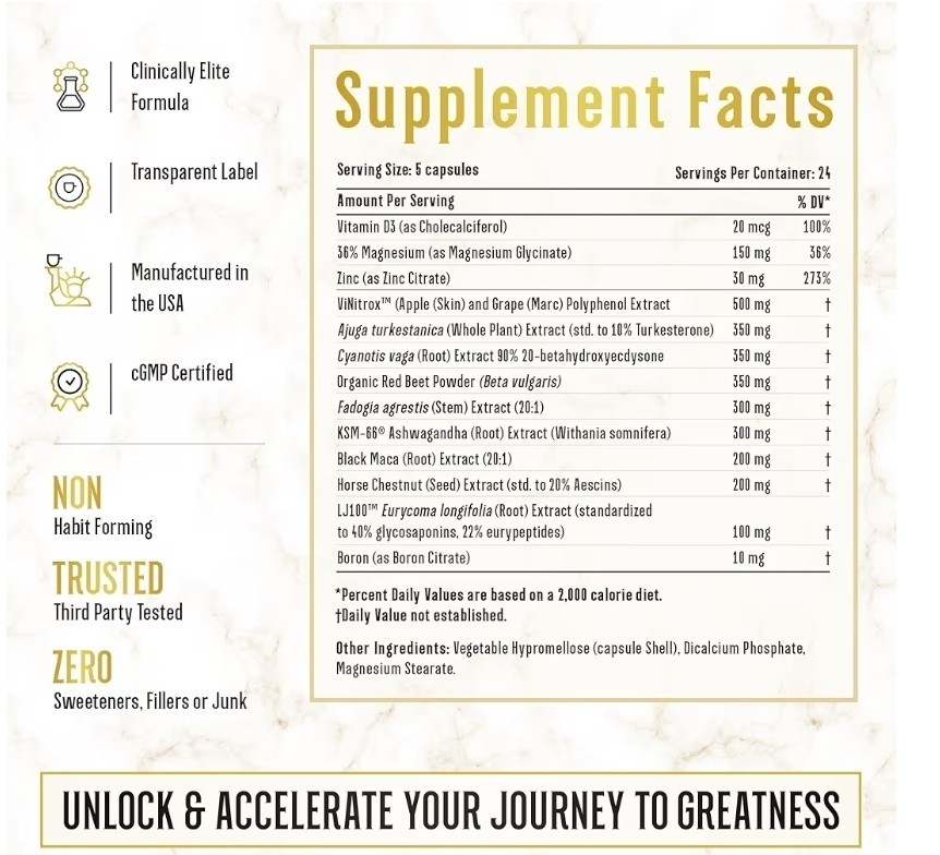 3 Top Shelf Grind King Maker, 360 capsules, 13-in-1 Anabolic Supplement for Men