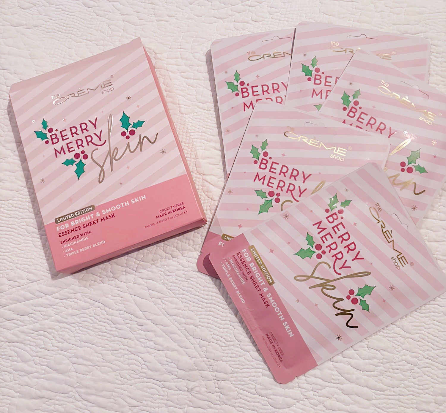 The Crème Shop Headband Plush Pink + 9 Varieties of Skin Sheet Masks Bundle