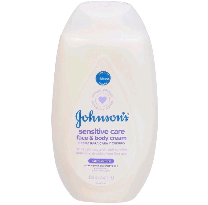 Johnson’s, Sensitive Care Baby Face & Body Cream Lightly Scented, 13.6 Fl Oz