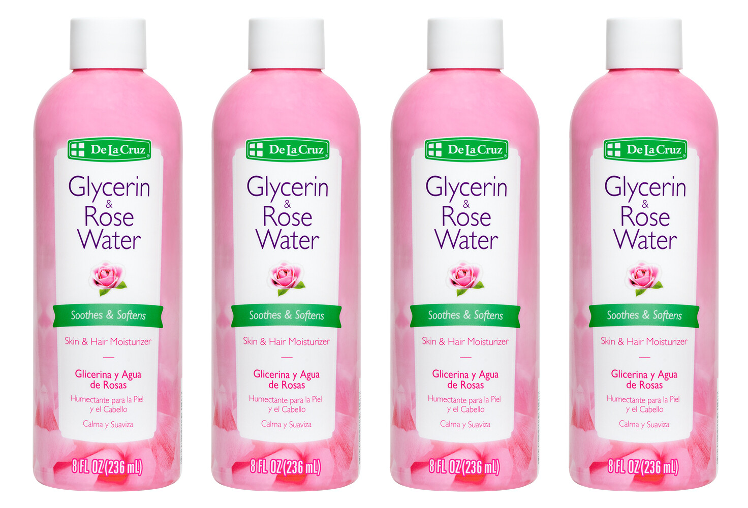 De La Cruz Glycerin & Rose Water Skin Moisturizer 8 FL. OZ.(4 BOTTLES) B.B. 5/26