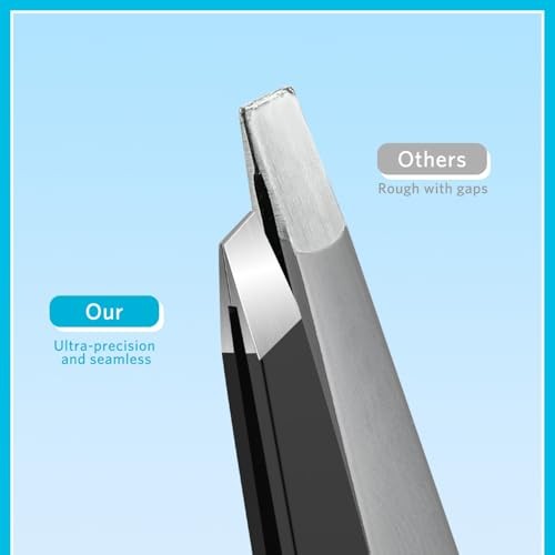 Tweezers Set and Nail Clippers, 9 Pcs Stainless Steel Tweezers Kit for B-black