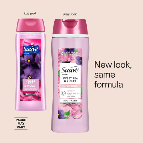 Suave Moisturizing Body Wash, with Sweet Pea Violet and 18 Fl Oz (Pack of 1)