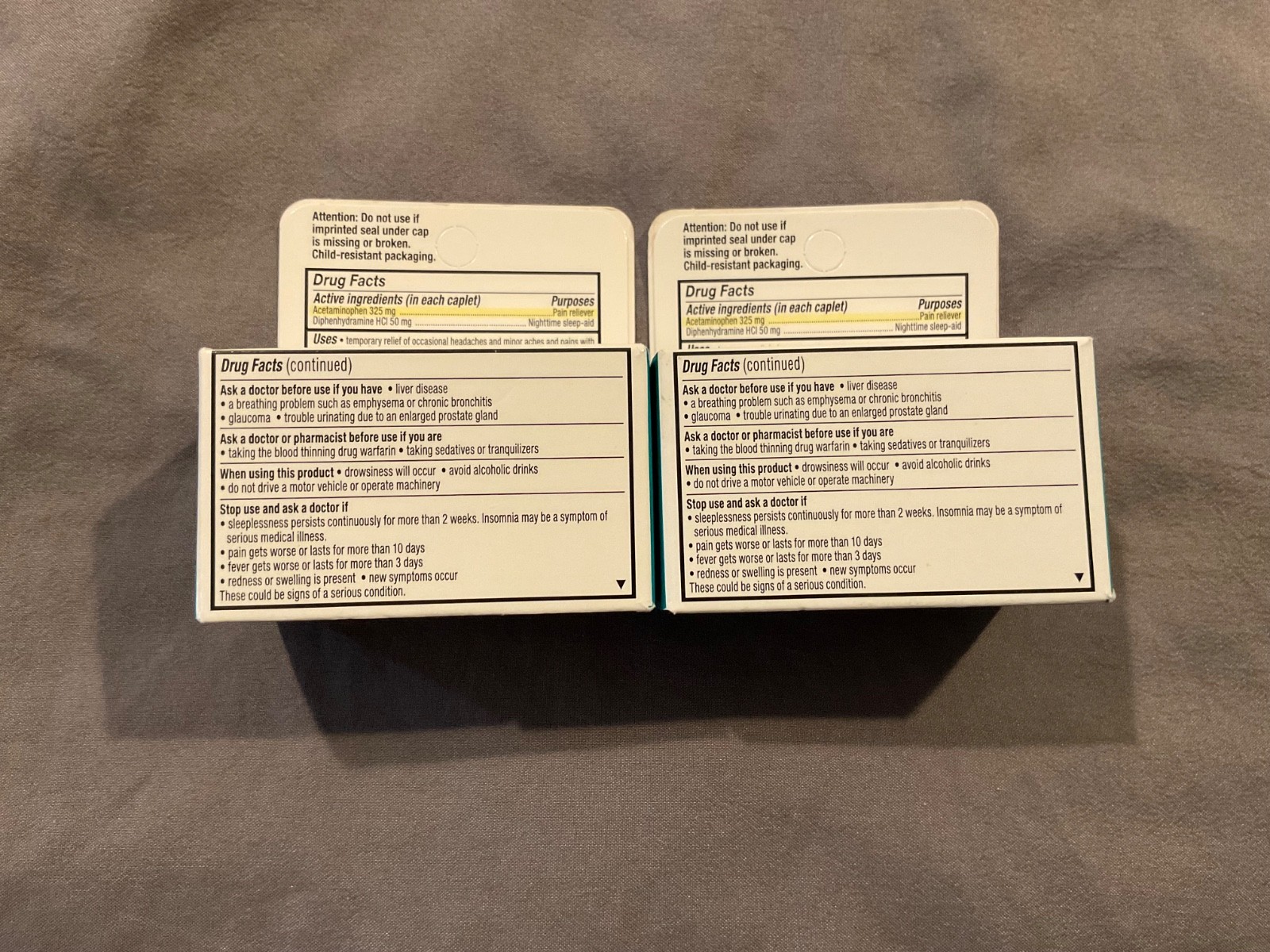 2 Boxes Unisom PM Pain Caplets Acetaminophen & Diphenhydramine HCl 5/2026 15Ct