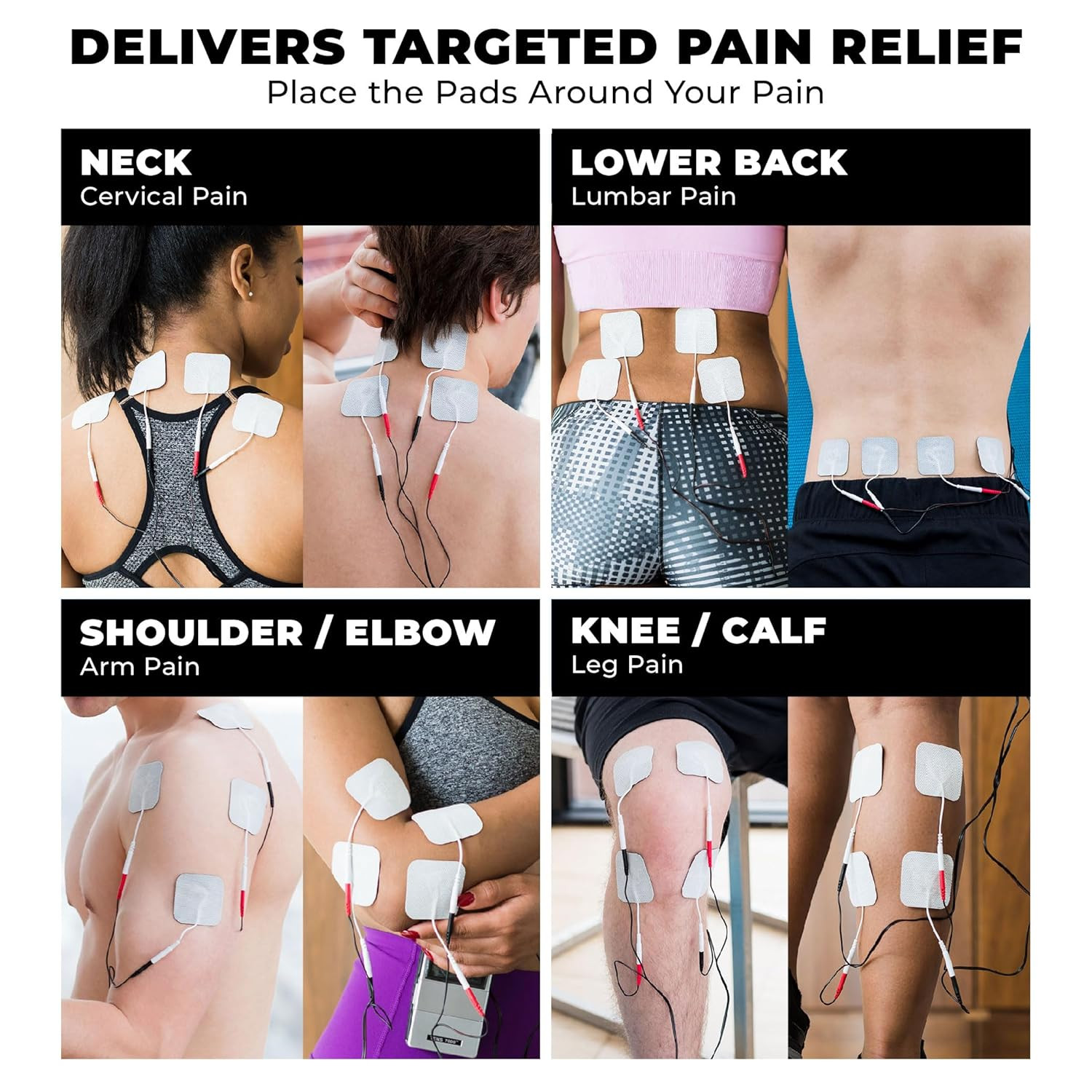 Pro Rechargeable Tens Unit Muscle Stimulator, 4 Channels, Back Pain