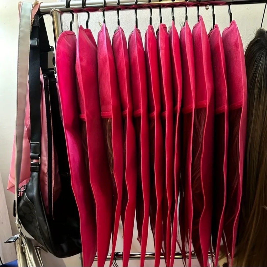 4packs Hanging Wig Stand 4Packs Wig Storage Bags Dust-proof Wig Bags Hair Care