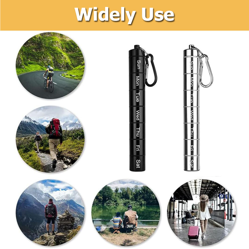 Weekly Metal Pill Box Organizer Portable 7 Days Waterproof Medicine Holder Case