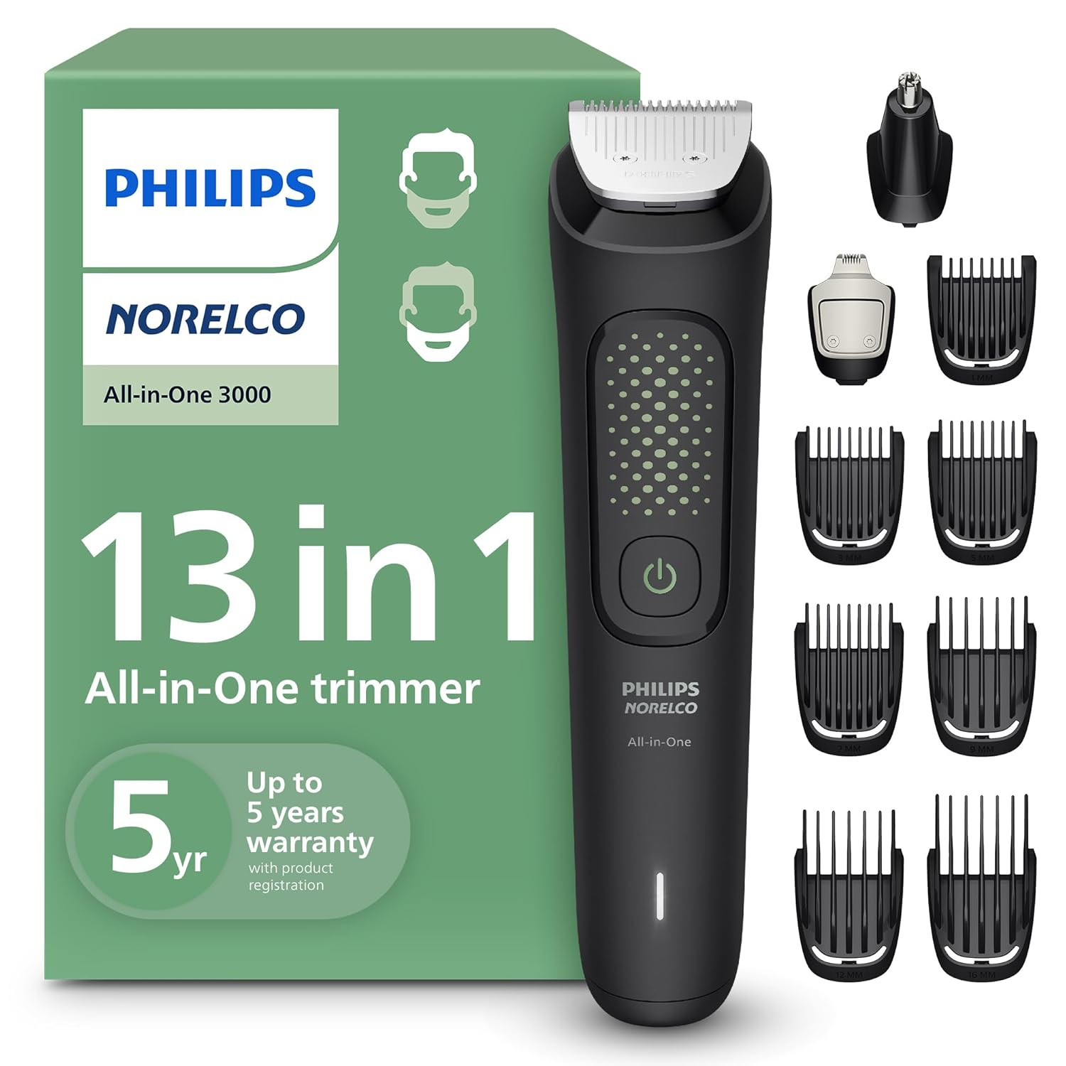 Philips All-In-One 3000 Series 13 in 1 Trimmer for Men, Beard Trimmer & Head Hai