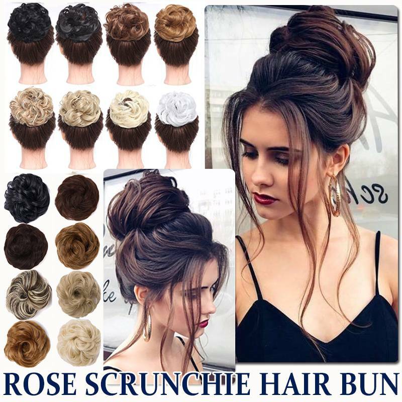 Natural Curly Messy Bun Hair Piece Scrunchie Updo Hair Extensions Real as Human