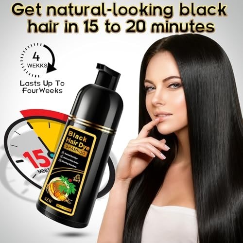 Shampoo Para Cubrir Canas Cabello negro Hierbas Naturales Brillo Y Crecimi