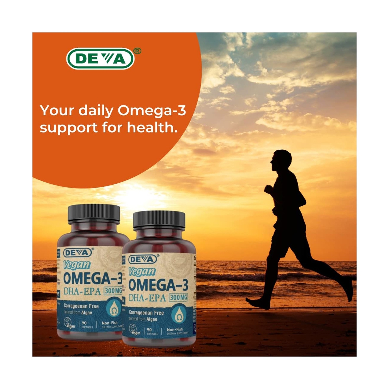 DEVA Vegan Omega-3 DHA EPA Supplement Once-Per-Day Softgel 300 MG – Carrageen…