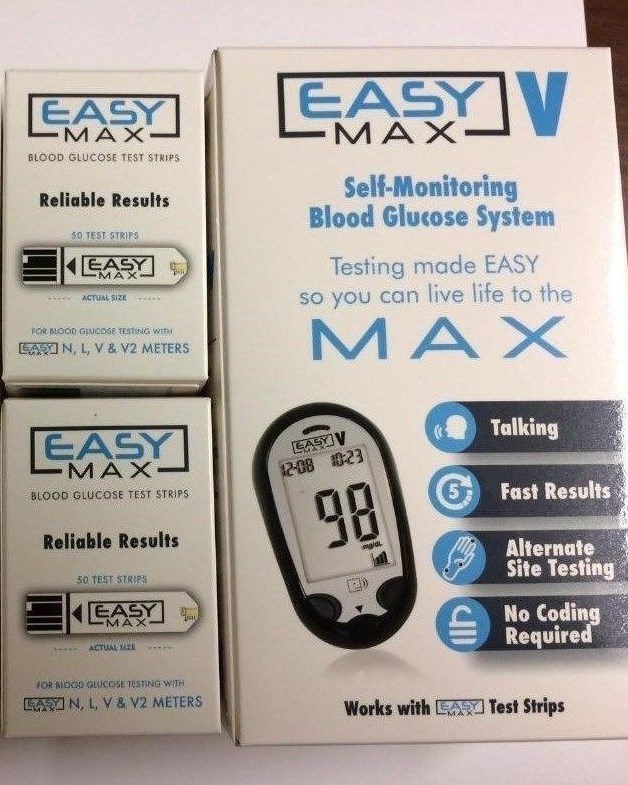 EASYMax Blood Glucose 100 Test Strips Plus Free Meter Exp: 8/28/2024