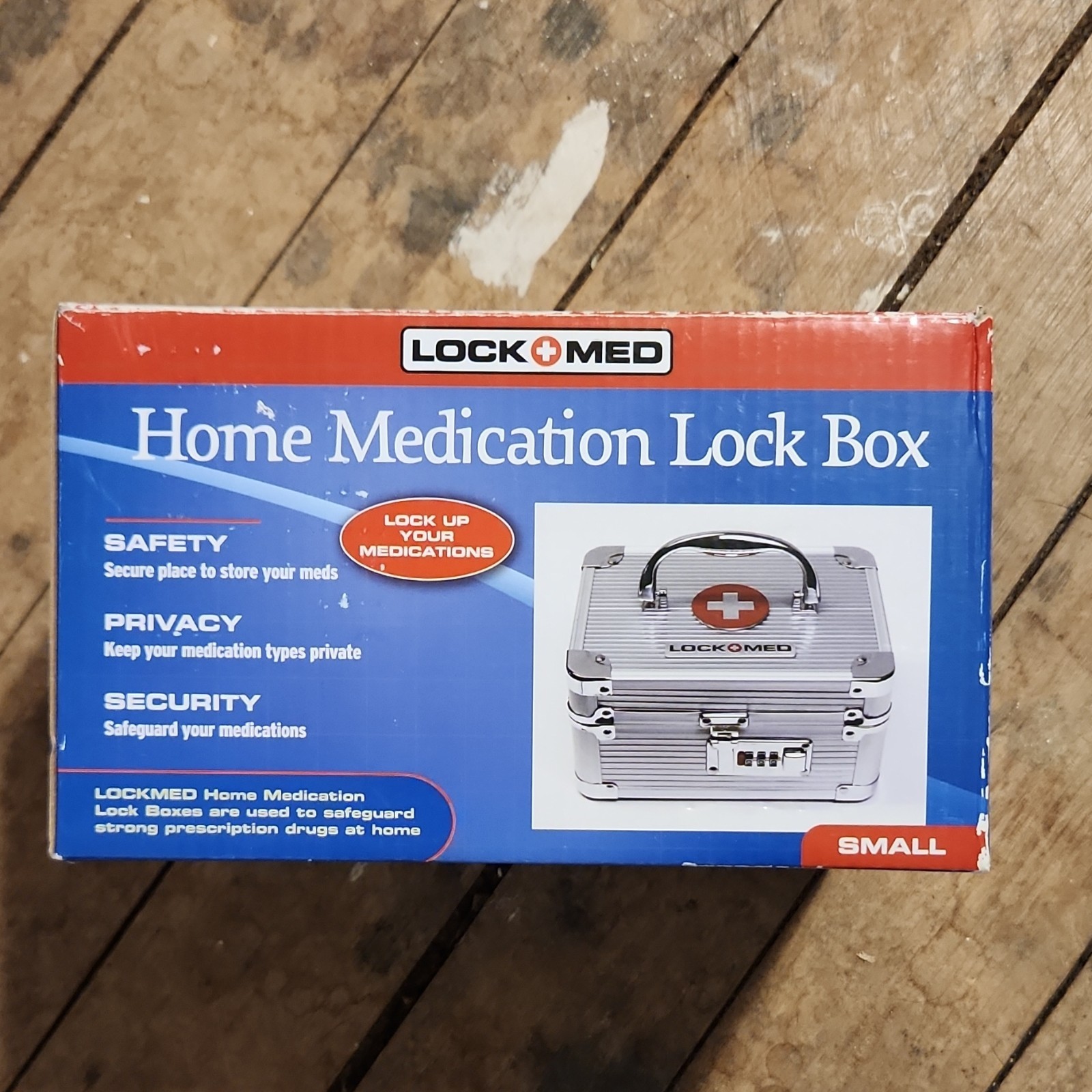 LOCKMED Aluminum Lock Box Silver Travel Size with Lock Compartment
