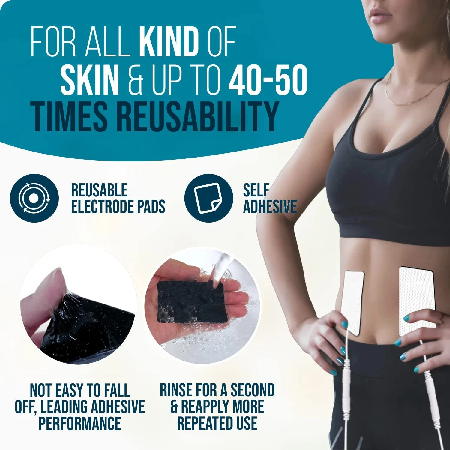 TENS Unit 2×4 Electrode Pads EMS Massage Pain Relief Muscle Stimulator 7000 3000