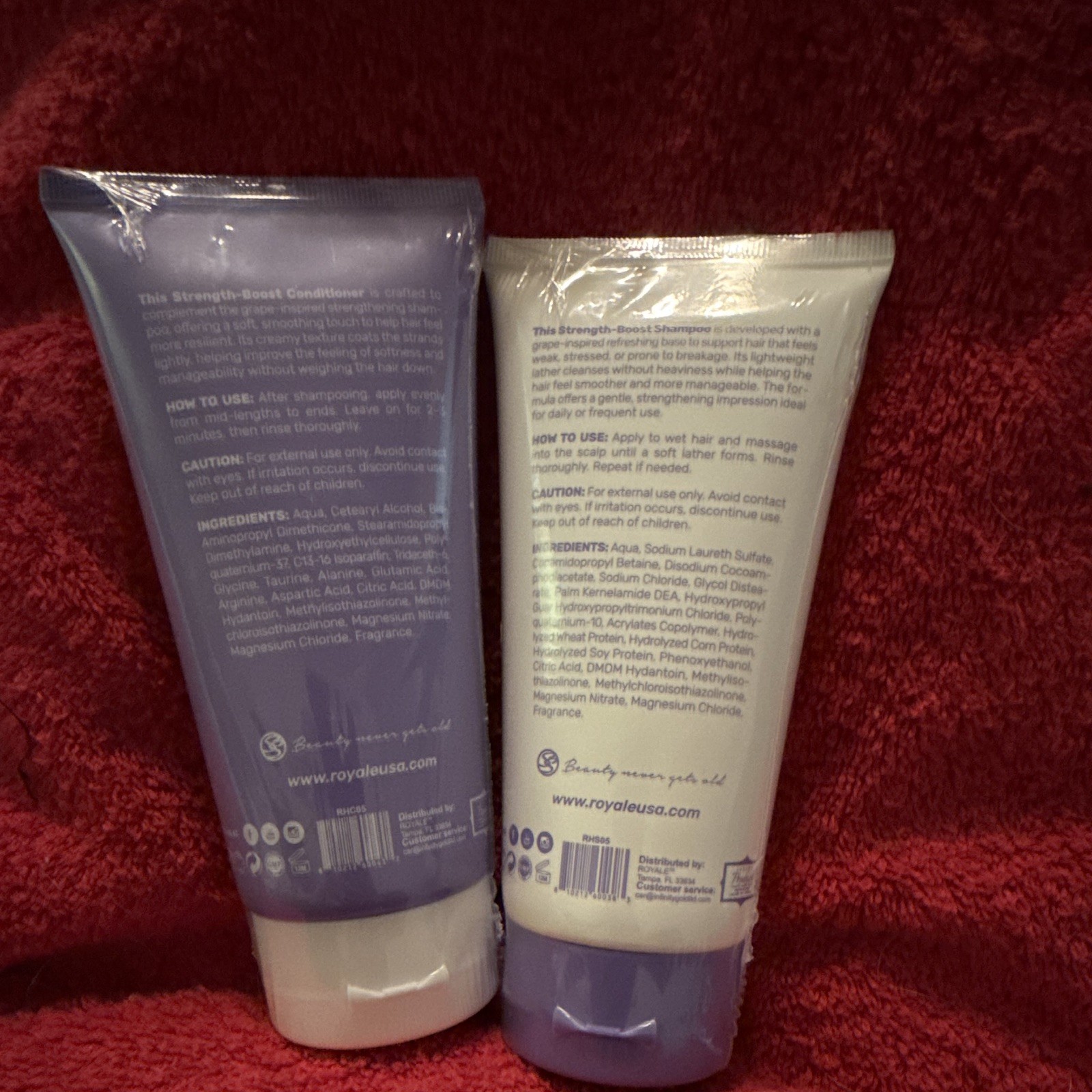 Royale Rescue Strength-Boost Shampoo & Conditioner Set, Grape Scent 150 mL