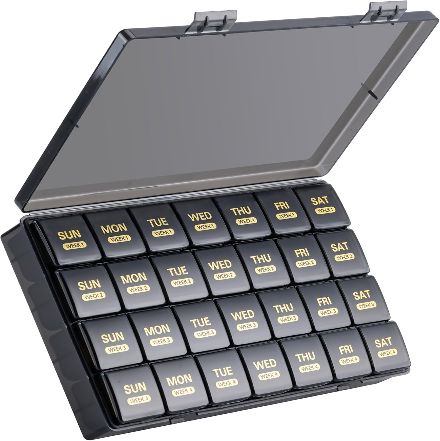 Large Monthly Pill Organizer 28 Days Portable One Month Pill Box Weekly Case