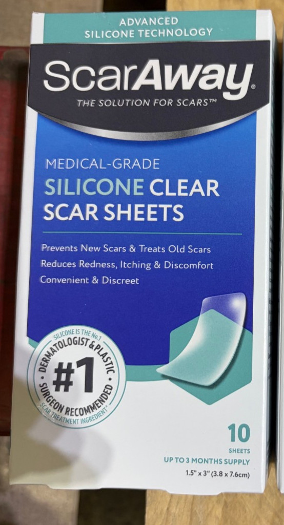 Scar Away Medical Grade Silicon Clear Strips 10 sheets scaraway old & new