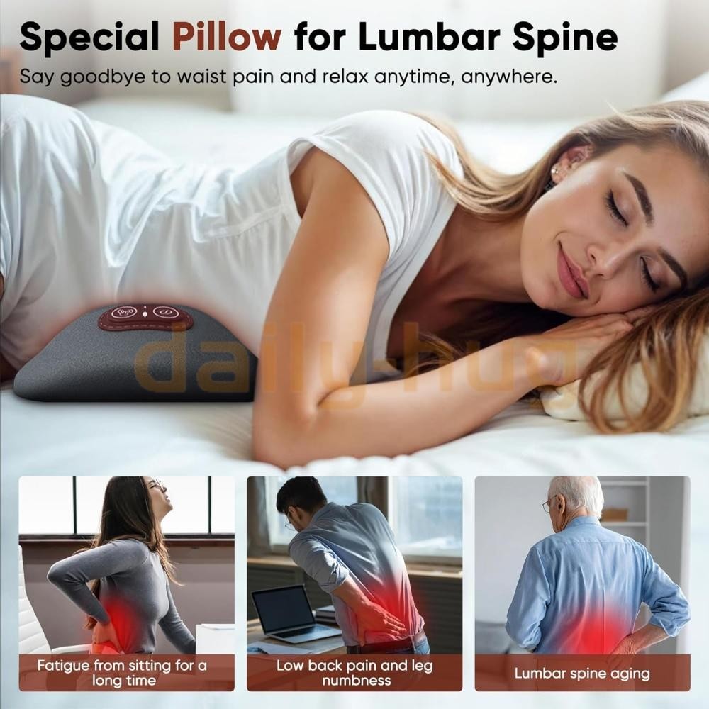 3 In 1 Electric Lumbar Support Pillow Smooth Spine Triple Fusion Back Massager
