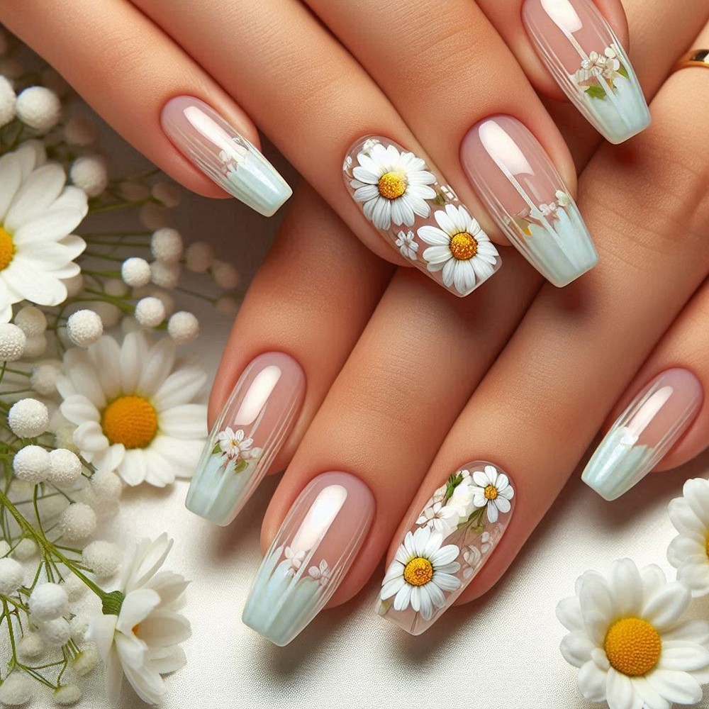 24 Pcs Acrylic Press on Nails – Glueless False Nails with Gel Glue, Full Set