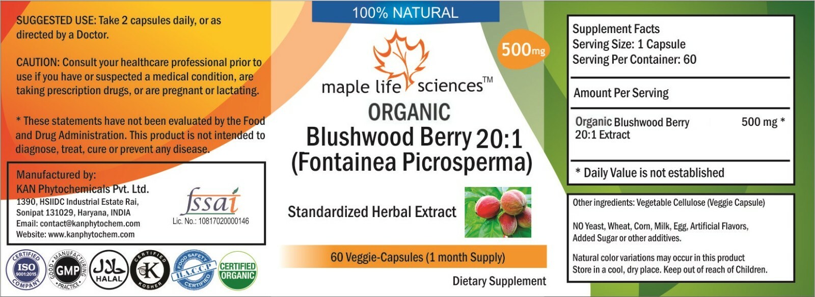 ORGANIC Blushwood Berry (Fontainea Picrosperma) 20:1 Extract – 500mg – AU Stock