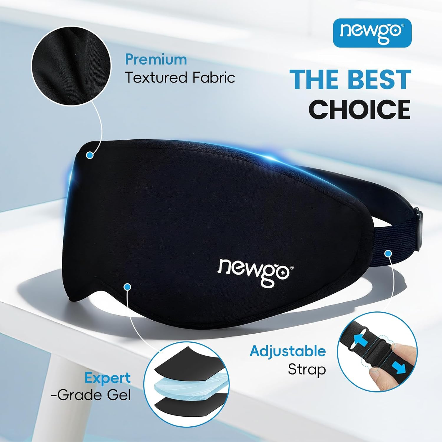 NEWGO 3D Cooling Sleep Mask, Weighted Cooling Gel Eye Mask for Sleeping, Cold E