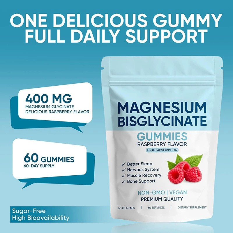 Magnesium Bisglycinate Gummies, with 400mg Magnesium Bisglycinate Chelate