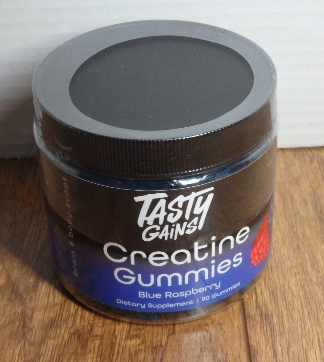 Tasty Gains Creatine Gummies 90ct Blue Raspberry Exp 2/2027