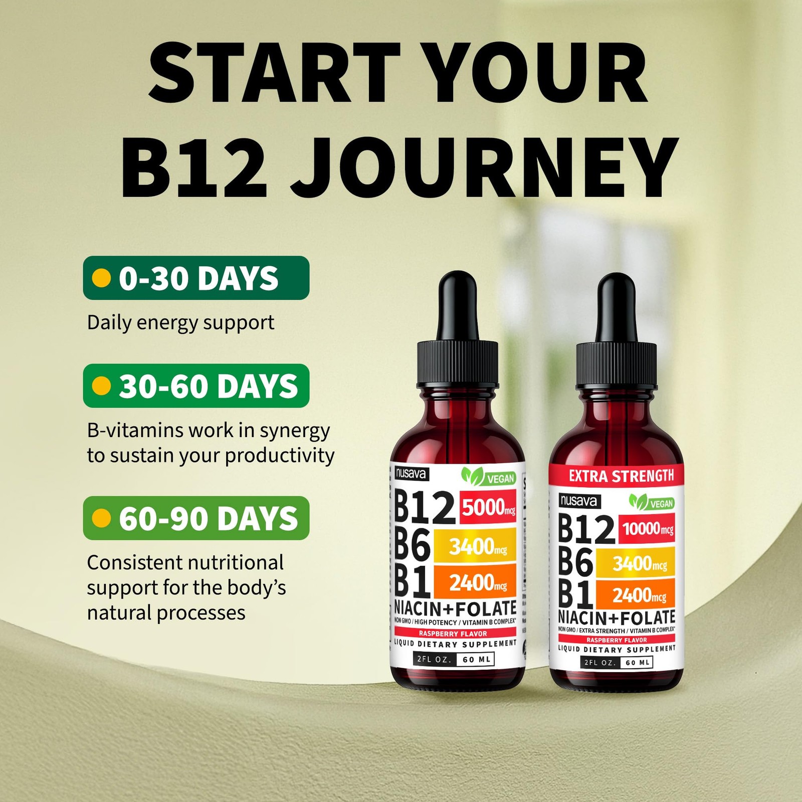 (4 Pack) Vitamin B12 and B6 Drops, B12 Vitamin B Complex – B 12, Raspberry